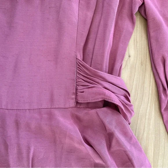 Vintage Dawn Joy Mauve Dress Peplum Waist Long Sleeve Lace Collar Size 9/10 - Picture 6 of 8